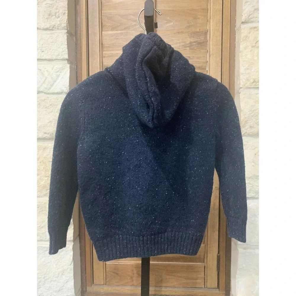 Gymboree Boy’s Hooded Long Sleeve Sweater Santa Shark Navy Size XS (4)​